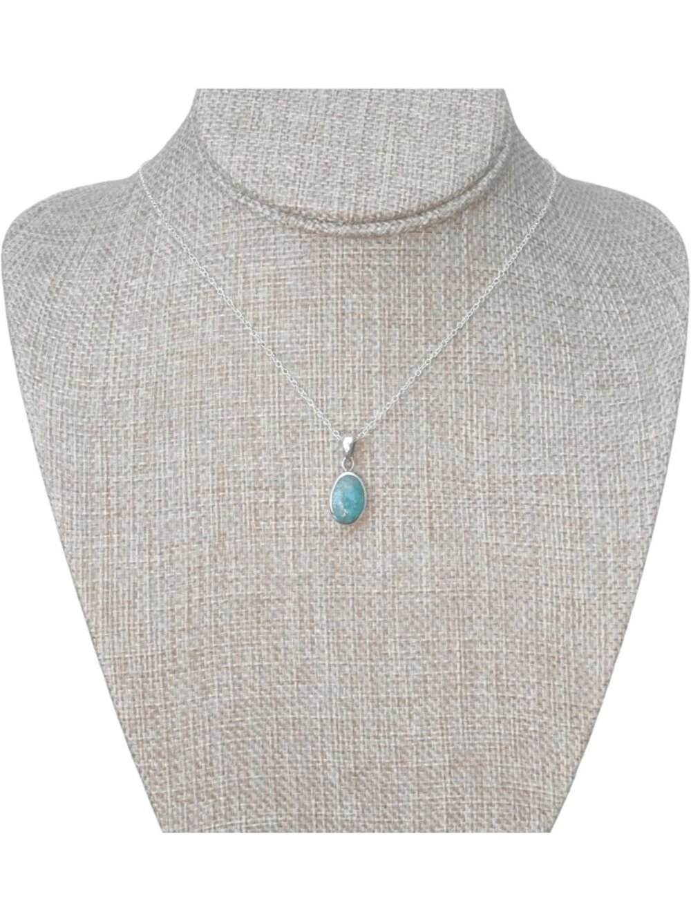 Authentic Natural Turquoise Pendant Necklace in 925 Sterling Silver - Unique
